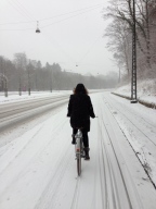 Dorte cycling in the snow